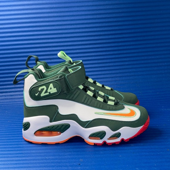 Size 3.5Y- GS Nike Air Griffey Max 1 Miami Hurricanes SAMPLE (FZ7281-323) - Picture 1 of 8